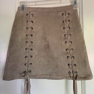 Faux suede lace up skirt Revolve
